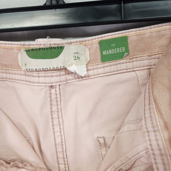 Anthropologie The Wanderer Pants Size 26 Straight Cut-off Leg Utility Pink - Picture 12 of 14